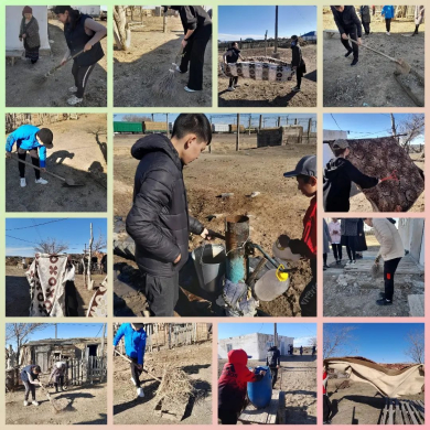 8а сынып оқушылары қайырымдық акциясы аясында ауылымыздың жалғыз басты анасына көмек көрсетті.