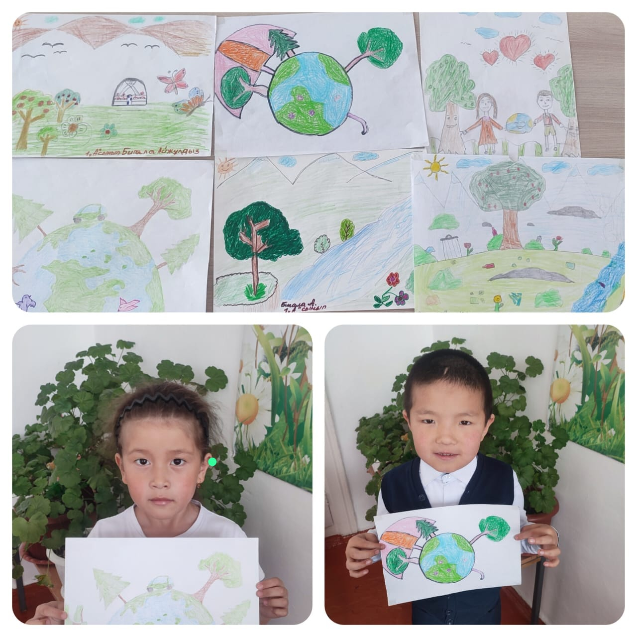 1 «А» сыныбында  Эко білім күніне байланысты «Табиғат балалар көзімен» атты  сурет  көрмесі өтті