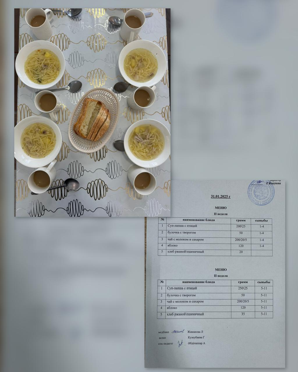 Ас мәзірі 31.01.2025ж. 