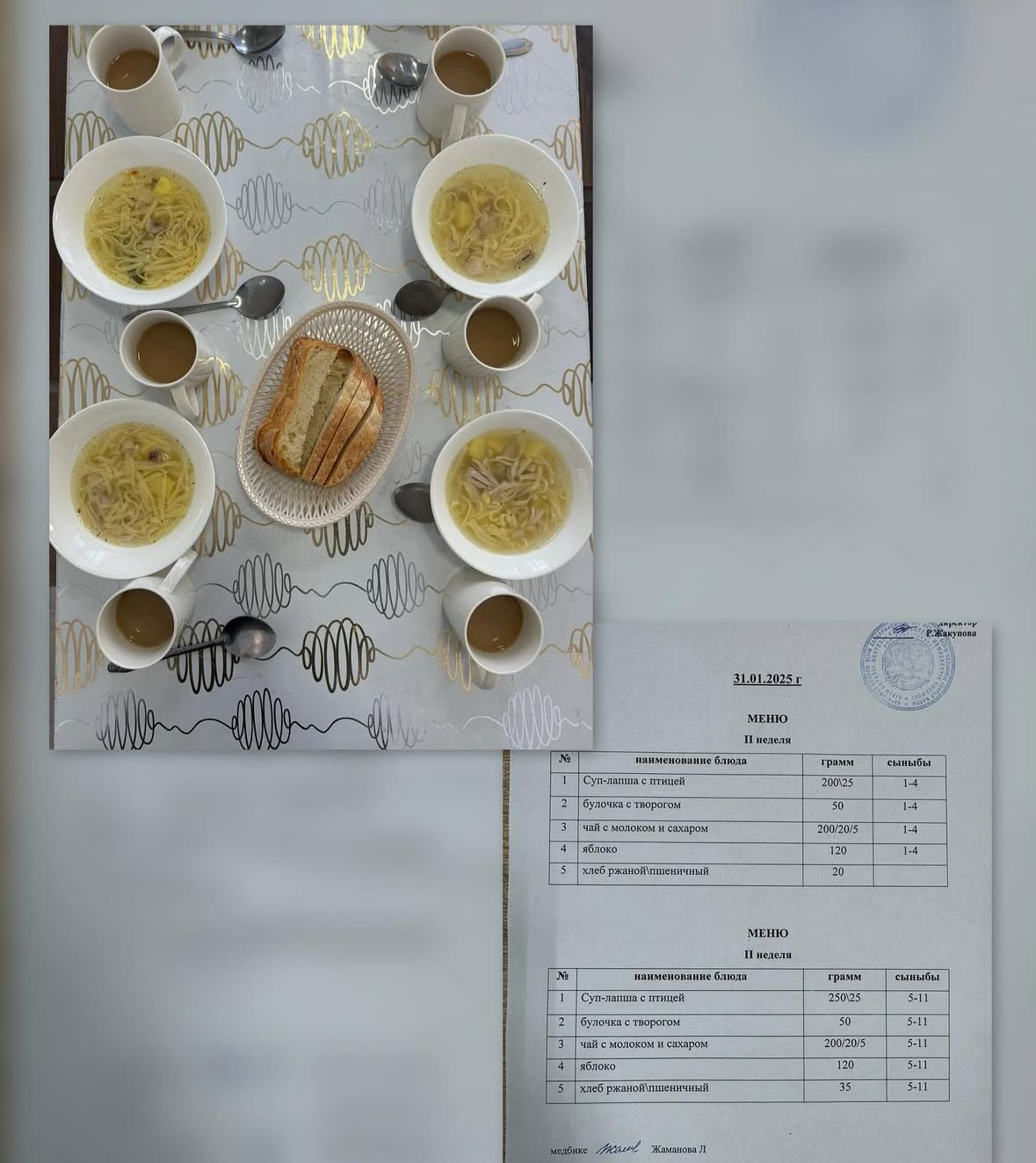 Ас мәзірі 31.01.2025ж. 