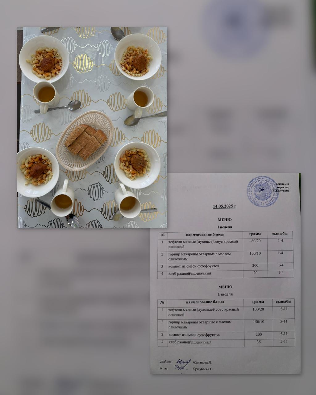 Меню на 14.05.2025г.