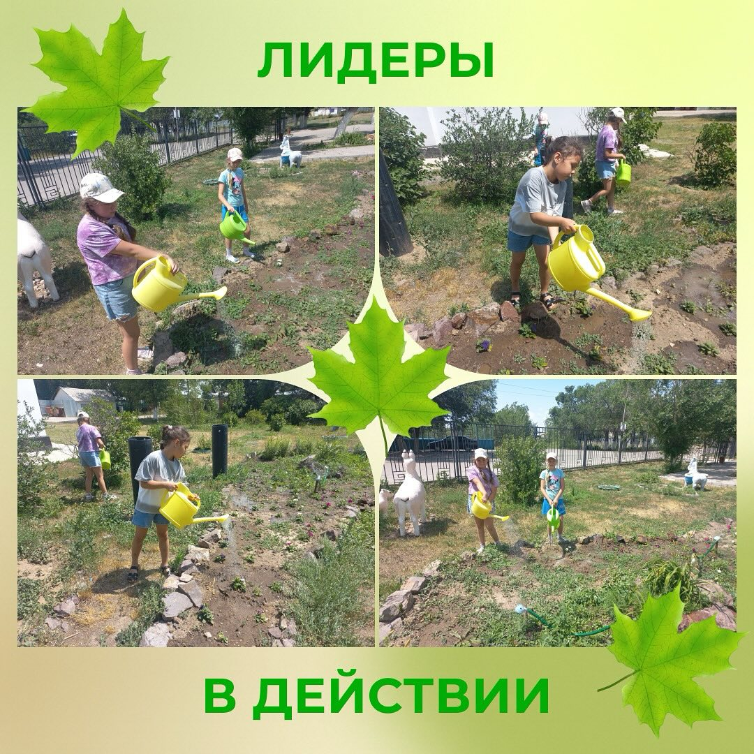 Бүгін біздің еңбек кезекшілеріміз лагерьдің жасыл бұрыштарына шынайы қамқорлық көрсетті!