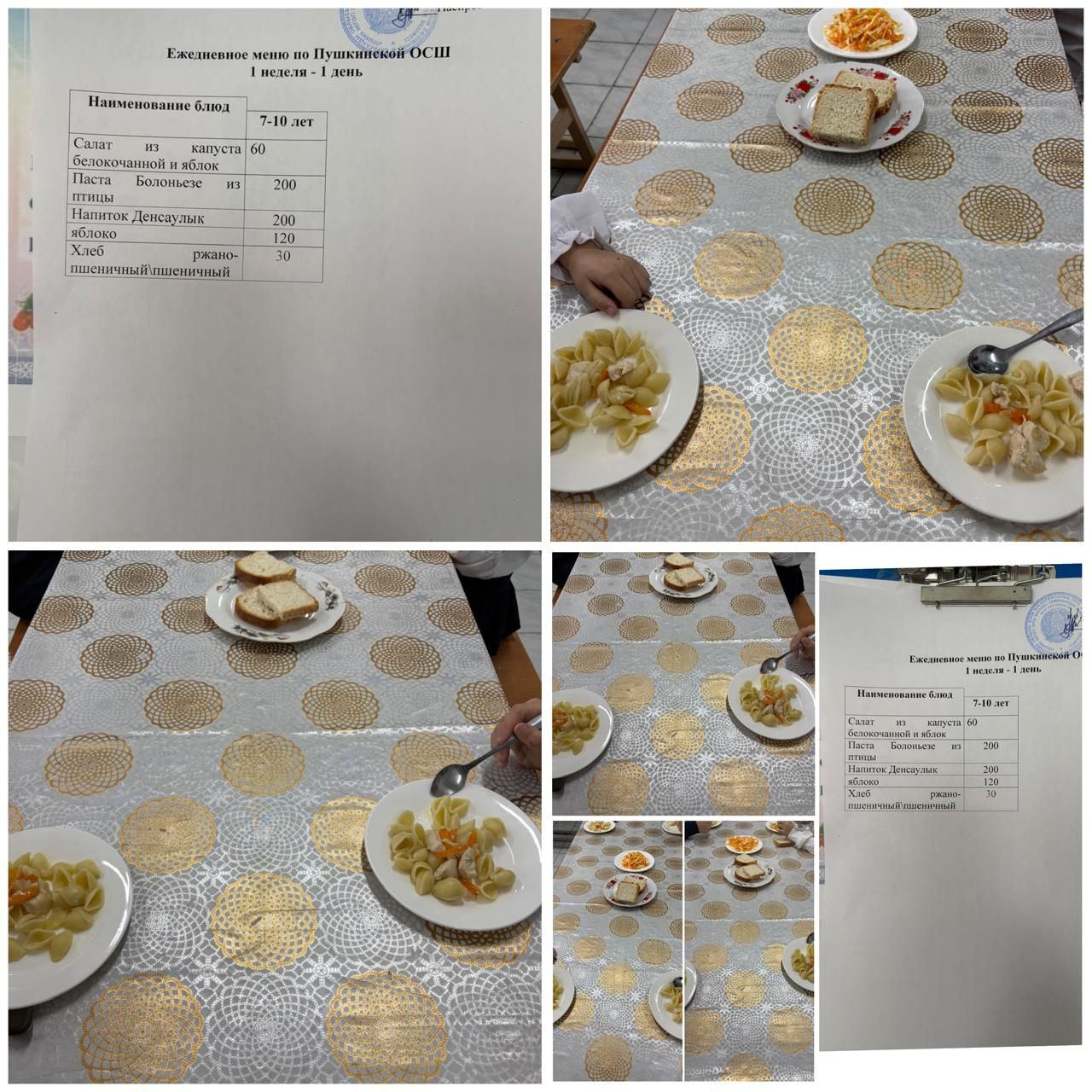 Тамақтану күнделікті  бекітілген мәзір