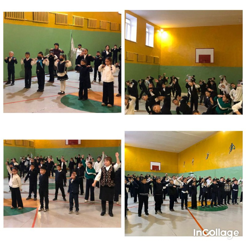 Сегодня со школьниками организовали утреннюю зарядку