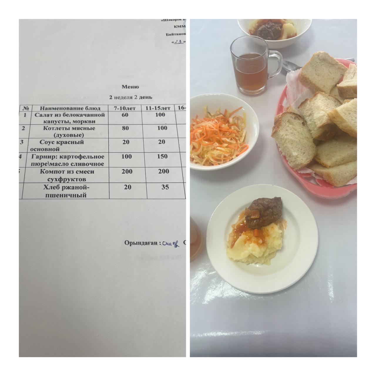  «23 қыркүйектегі мектептегі тамақтану»