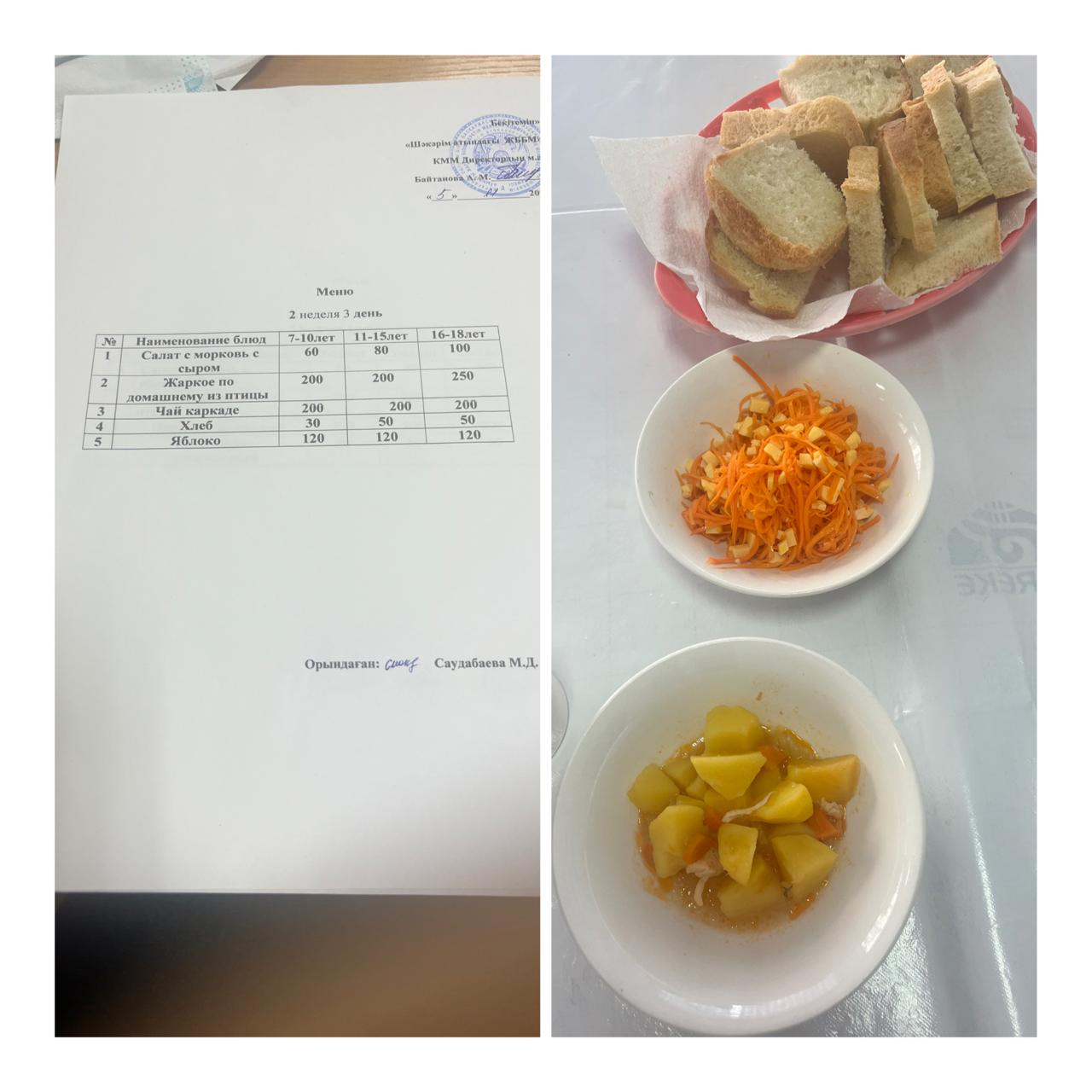 « 5 қараша  мектептегі тамақтану»