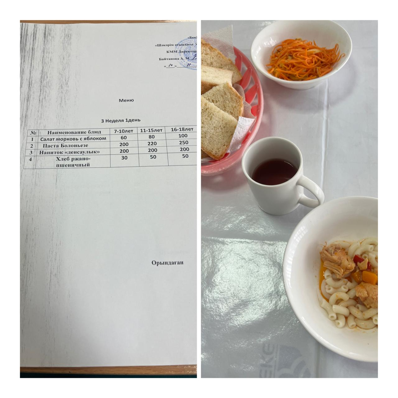  10 қараша  мектептегі тамақтану»