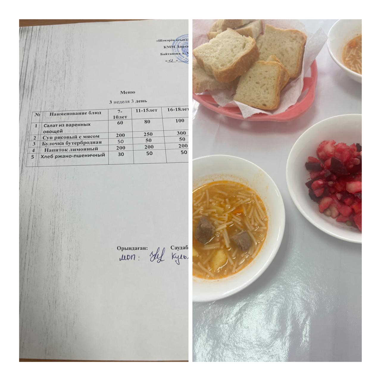  12 қараша  мектептегі тамақтану